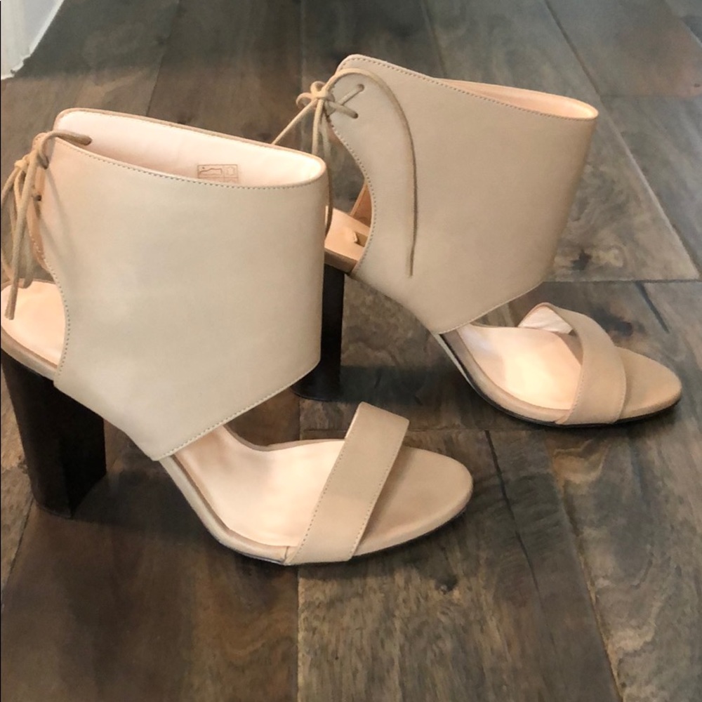 Dee Keller leather/wood block heels - worn once!!